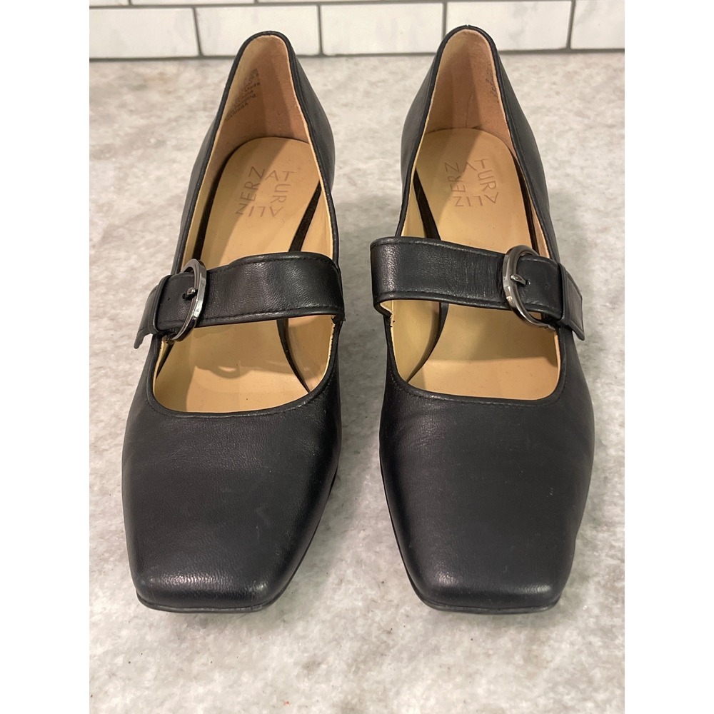 Naturalizer Mary Jane Pumps Women 9.5 Black Karissa Leather Block Heel Shoes